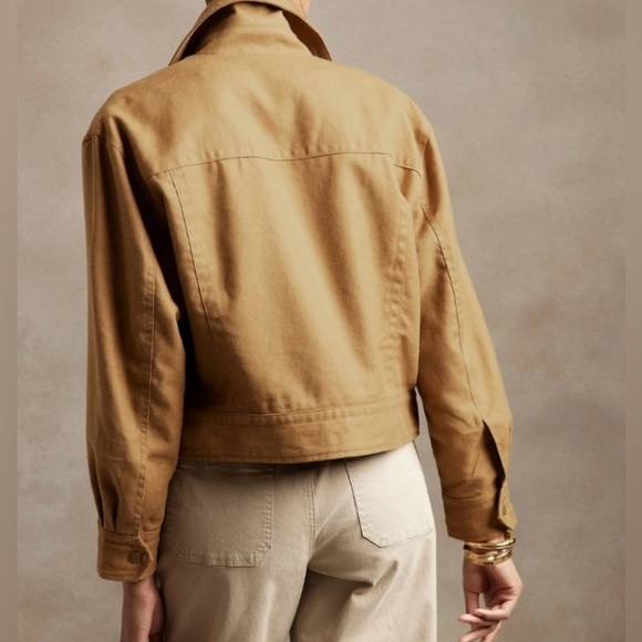 Women’s Banana Republic dune red hemp blend crop Amelia flight Jacket size small - Picture 15 of 16